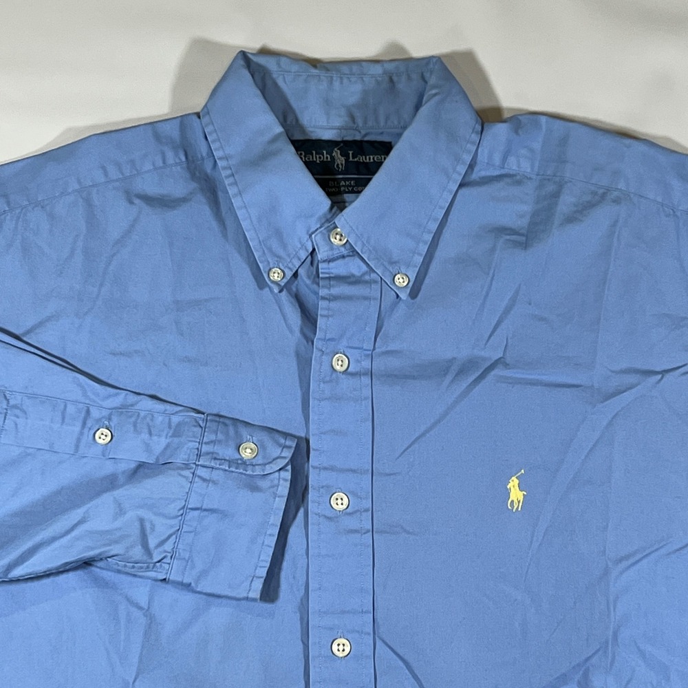 VTG Ralph Lauren Blake Button Down Shirt Mens L Blue Long Sleeve Cotton Preppy - Picture 2 of 8